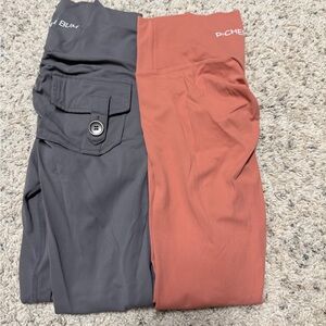 Pcheebum Scrunch Leggings - Charcoal Gray & Terracotta Leggings